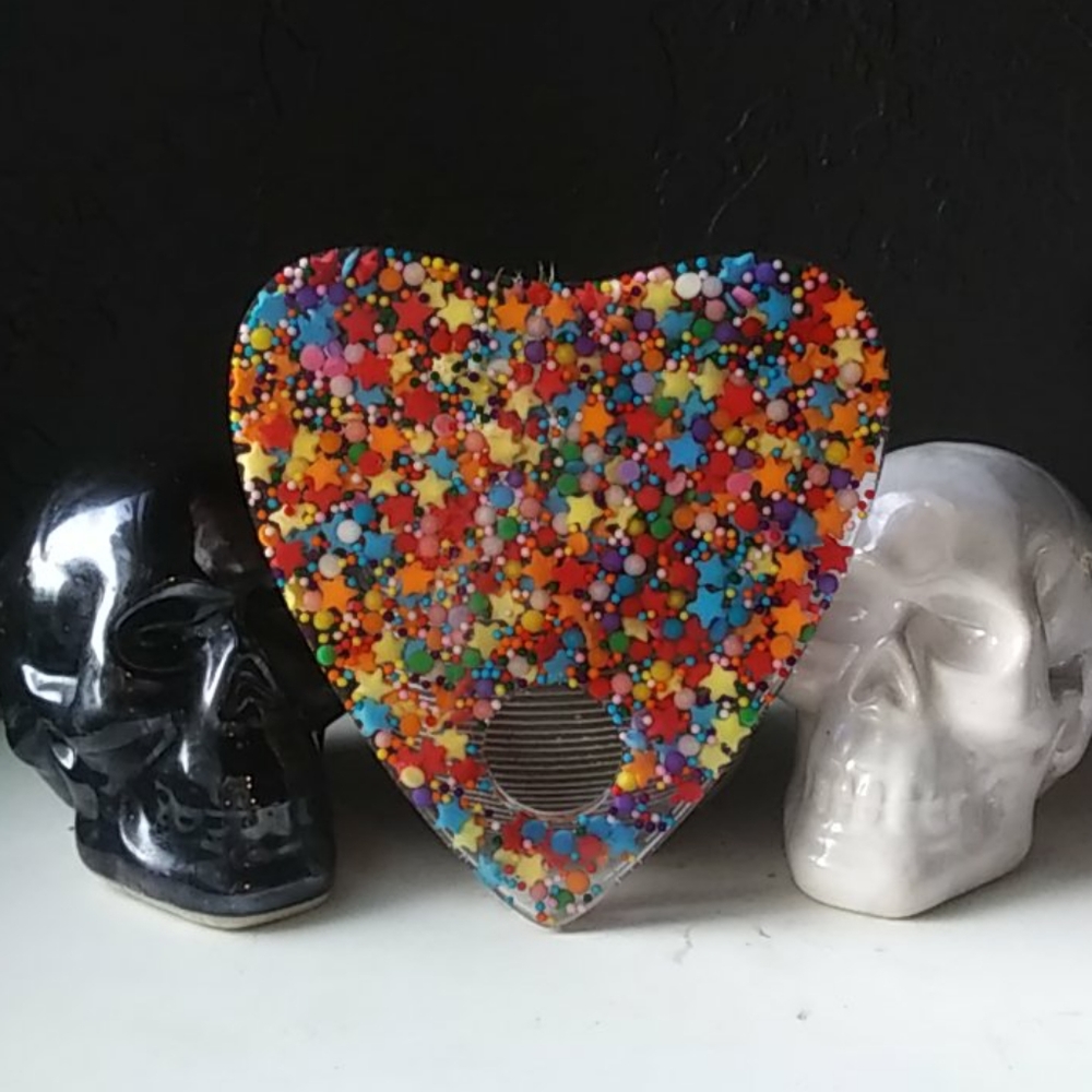 Handmade Rainbow Sprinkles Resin Ouija Planchette